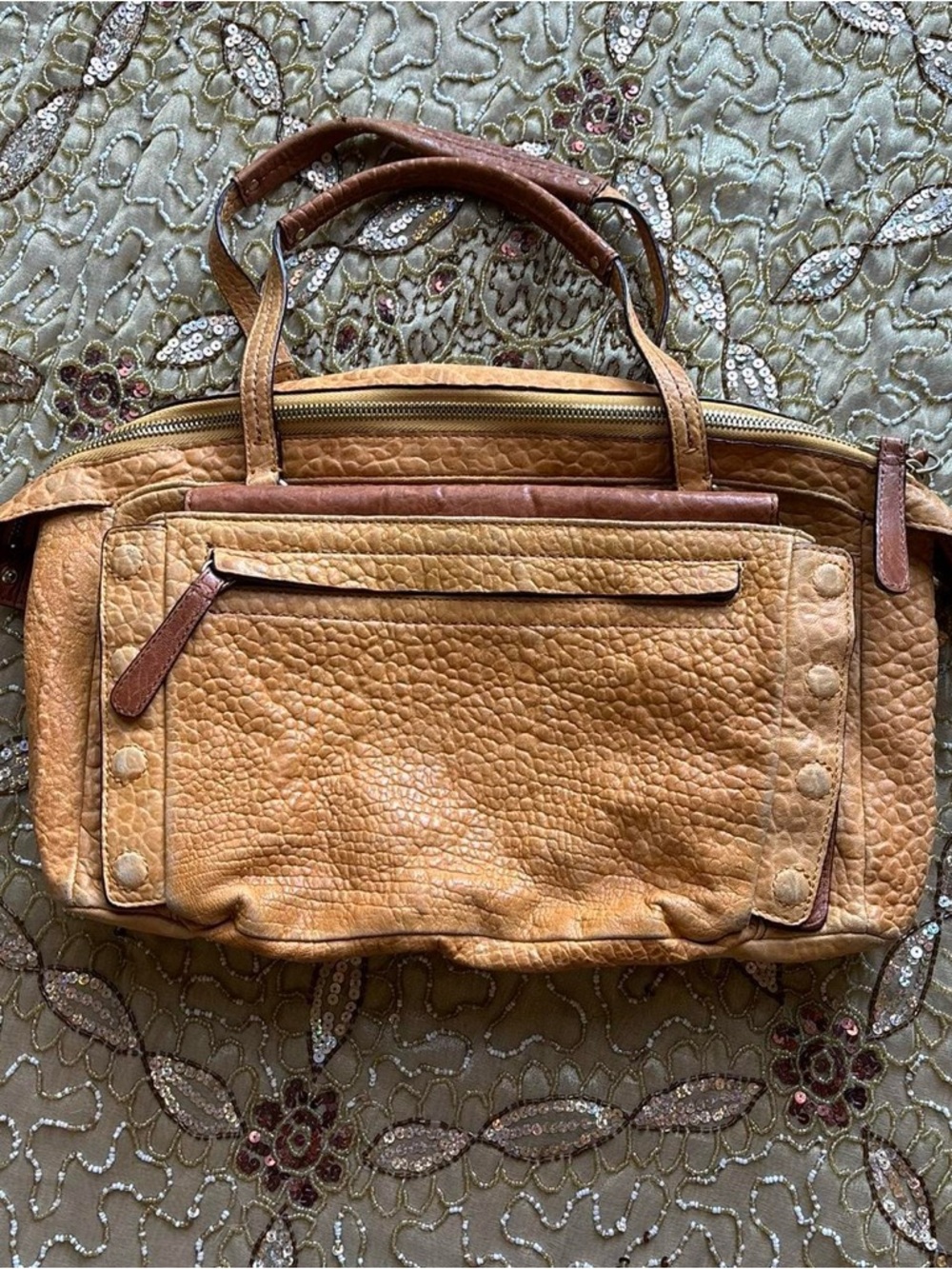 Leather Tote Bag in Tan